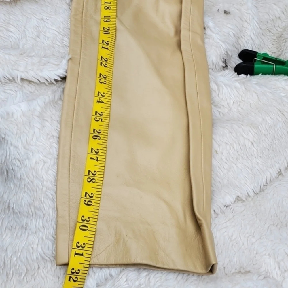 Vintage Dana Buchman Super Soft Trouser beige leather pants 8 - Picture 7 of 13